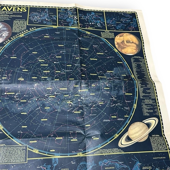 Vtg 1970 National Geographic Celestial Map of the Heavens Star Chart Poster - Picture 5 of 13